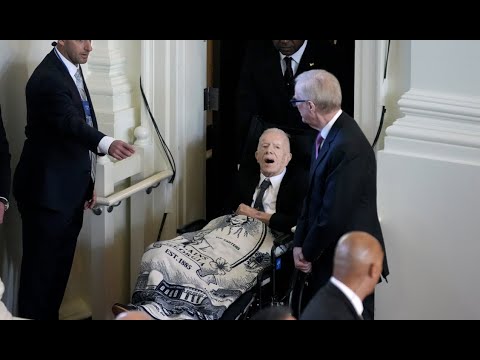 President Jimmy Carter arrives at tribute service for Former First Lady Rosalynn Carter