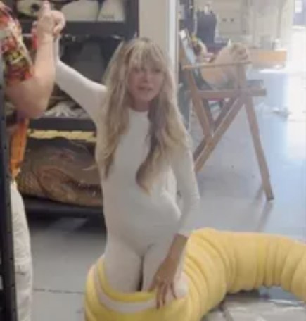 She turned up to the party dressed as a gigantic worm