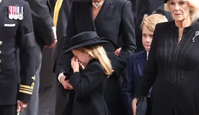 Princess Charlotte bursts into tears as she says goodbye to the Queen