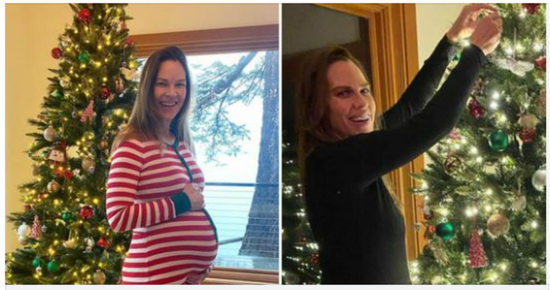 Hilary Swank glows in Christmas update as she shows off twin baby bump
