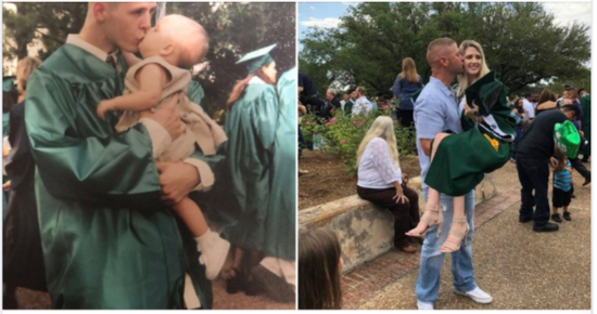 Dad Recreates High School Grad Pic With His Daughter 18 Years Later