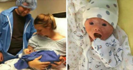 Doctors carry out emergency C-section and deliver a baby with a rare skin condition
