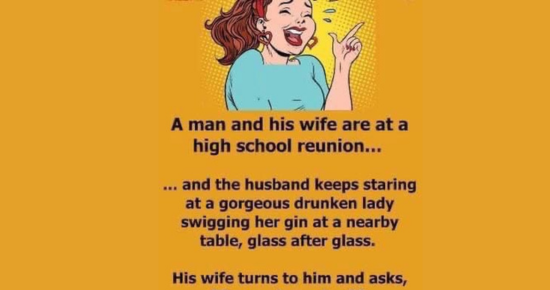 A man and his wife are at a high school reunion.