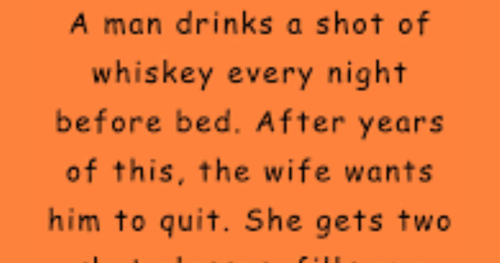 A man drinks a shot of whiskey every night