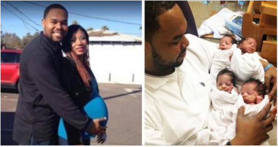 Husband kisses wife’s head before birth and murmurs five words – one hour later, he’s a single father to quadruplets.