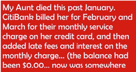 Man Calls The Bank After They Charge His Dead Aunt