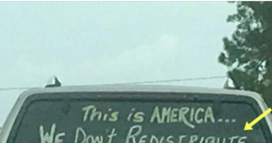 A “controversial” message on the back of an SUV sparks discussion online