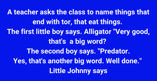 A Teacher Asks The Class To Name Things That End With “Tor”
