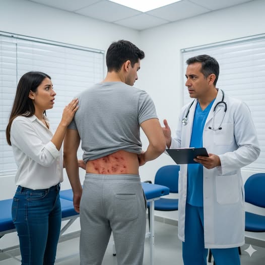 I found 30 red spots that looked like insect eggs on my husband’s back. I rushed him to the emergency room, but the doctor immediately said, “Call the police.” My husband, David, and I have been married for eight years