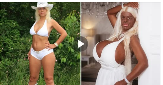 Woman who claims to have ‘the biggest breasts in Europe’ reveals what she looked like before undergoing plastic surgery